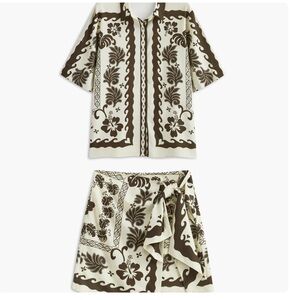 Tropical Plant Print Vacation Skirt Set
Brown / M
